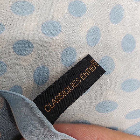 Classiques Entier Silk Chiffon Scarf Baby Blue Polka Dot Chiffon 20" Neckerchief - Picture 7 of 8